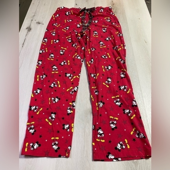 Disney Mickey Mouse Drawstring Pajama Loung Pants, Red With Mickey/Stars, Size M - Picture 1 of 7
